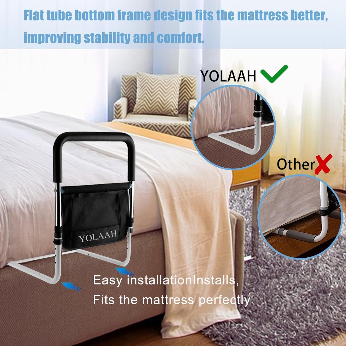 Bed Rail for Elderly Adults Safety - Bed Side Rail Height Adjustable, Bed Guard, Handle Rail for Seniors Prevent Fall