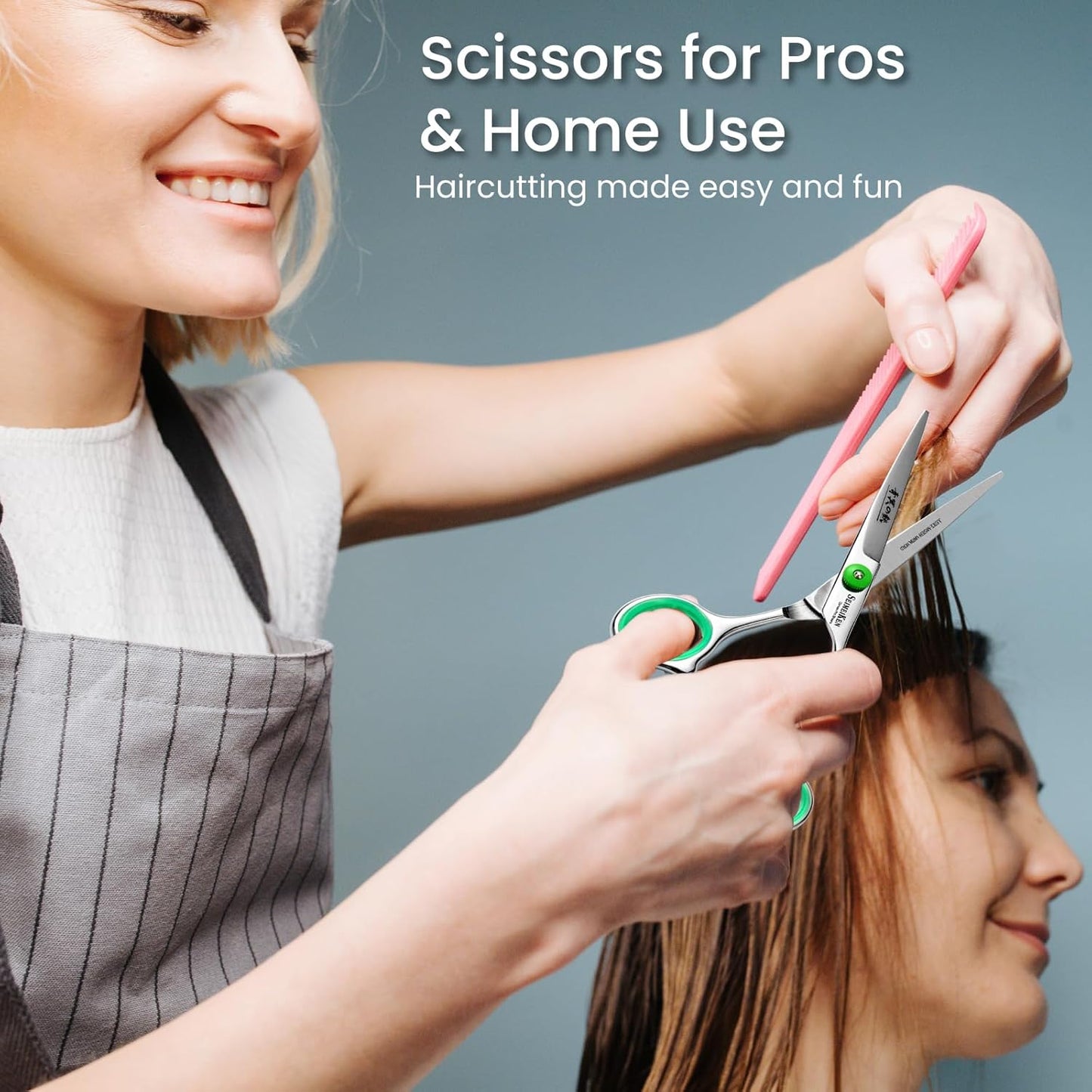 Hair Cutting Scissors – Professional Hair Shears - Premium Stainless Steel Haircut Scissors with Comb and Case - Barber Shears for Salon & Home Use, 6.0 Inch