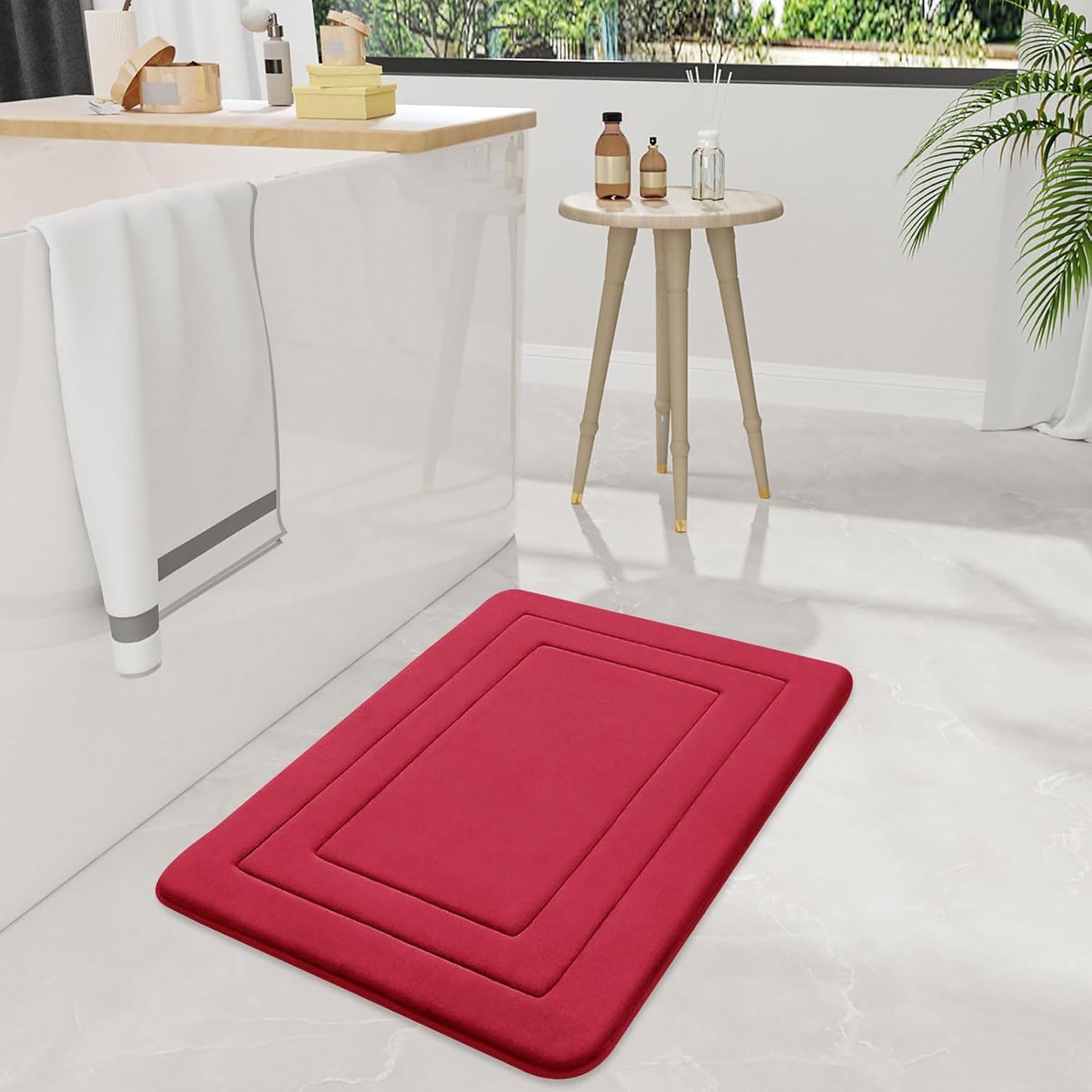 Arotive Memory Foam Bathroom Rug Mat 70x24, Ultra Soft and Absorbent Bath Mat, Machine Wash Dry, Comfortable Bath Rug Carpet for Bathroom Floor, Tub and Shower, Red