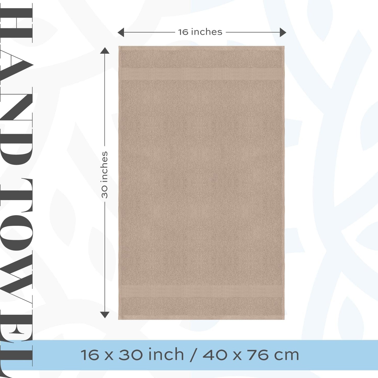 White Classic Luxury Taupe Hand Towels - Soft 100% Turkish Cotton | Highly Absorbent Hotel spa Bathroom Towel Collection | 16x30 Inch | Set of 6