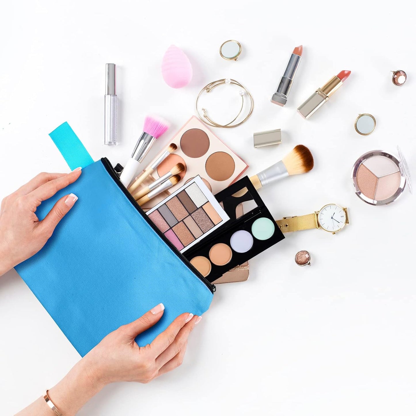 Saintrygo 30 Pcs Makeup Bag Travel Canvas Cosmetic Bag Bulk Multipurpose Small Makeup Pouch for Purse Portable Blank Zipper Toiletry Organizer DIY for Women Assorted Color(Classic,8.7 x 5 x 1.8 Inch)