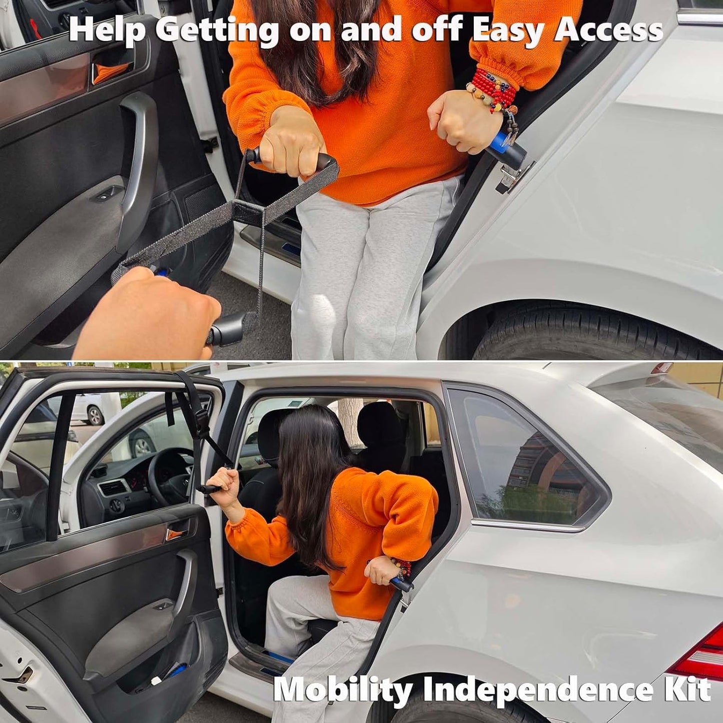 3PC Mobility Standalone Standing Assist Grip Handle/Adjustable Standing Aid Safety Handle/Kit Car Door Assist Handle for Elderly and Handicapped, Injured, Pregnant Woman