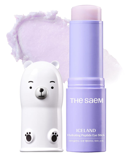 THESAEM Iceland Hydrating Peptide Eye Stick 0.38 oz - Elasticity, Cooling, Moisturizing Eye Balm for Loose Skin – Under Eye Treatment - Balm to Smooth Skin Texture - Daisy Flower Scent