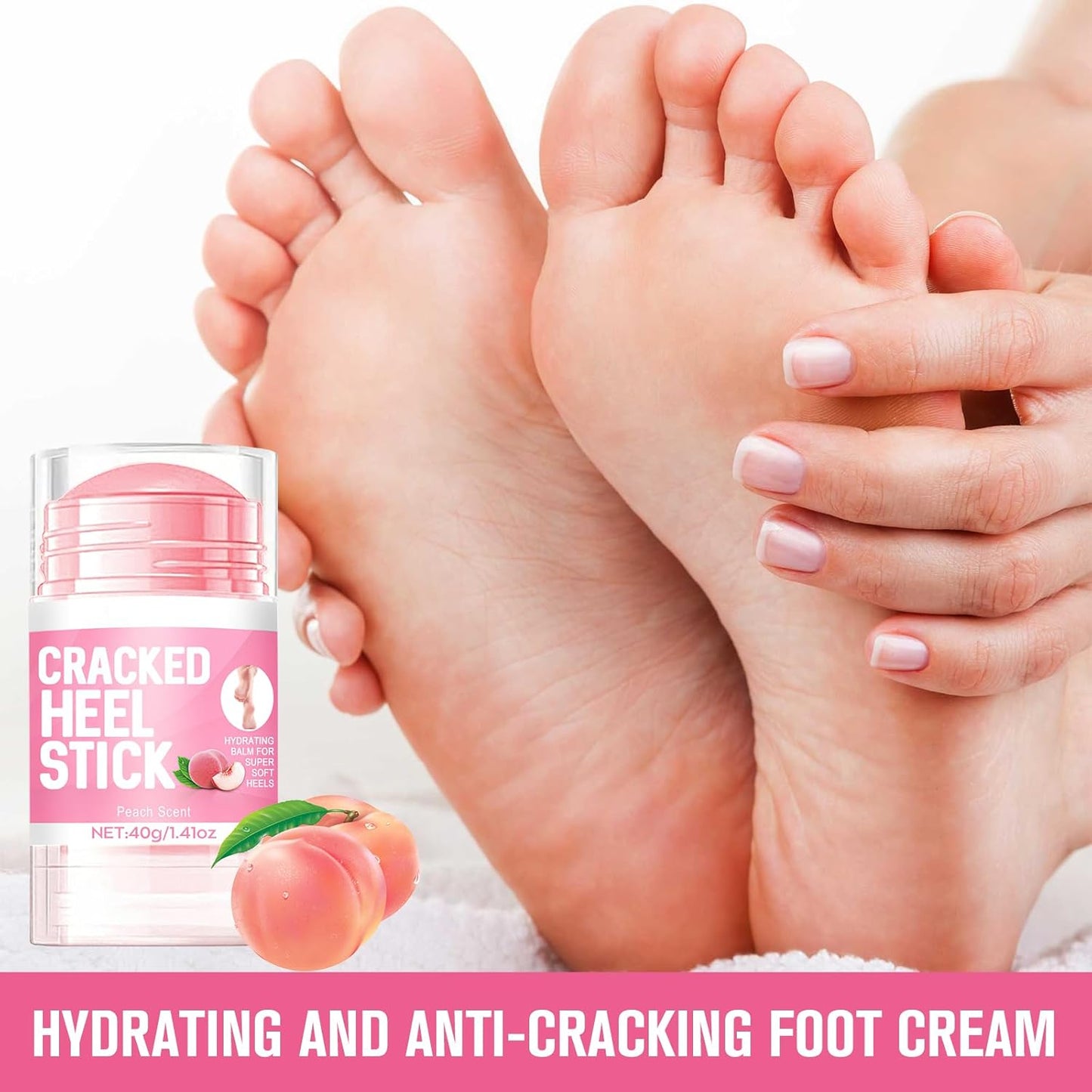 2PCS 60% Urea Hydrating and Anti-Cracking Foot Cream，2025 Upgraded Hand and Foot Cream Urea Moisturizer，Hydrates Dry and Cracked Feet and Hand (1.41 Ounce, Peach)