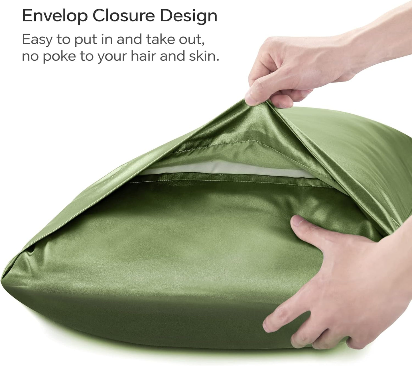 BEDELITE Satin Body Pillow Cover 2 Pack, Super Soft and Cooling Body Pillow Pillowcase for Hair and Skin, Breathable Silky Full Long Pillowcase Cover(20"x54", Cedar Green)