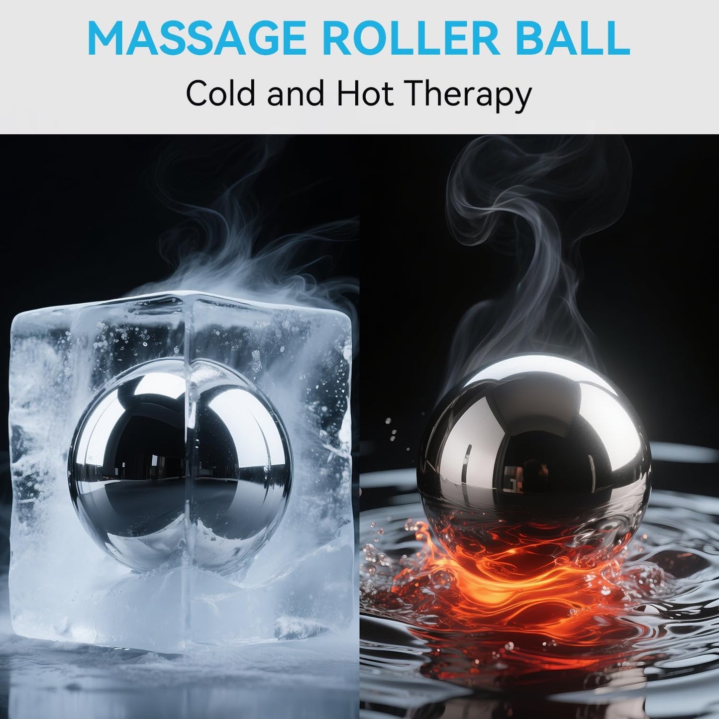 iECO Massage Ice Roller Ball - Stainless Steel Cold & Heat Therapy Massage Tool for Deep Tissue, Sore Muscle, Trigger Point, Muscle Knots Full Body Relax