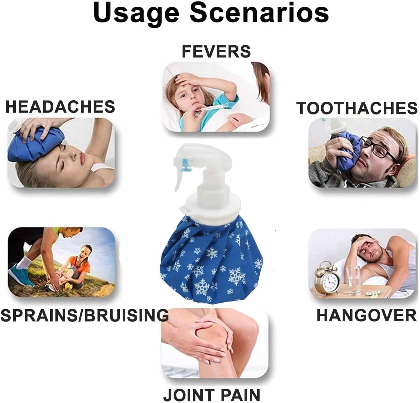 2-in-1 Ice Bag for Injuries 9 Inch – Reusable Leak-Proof Ice Pack with Wide Mouth for Pain Relief, Cold Therapy, Sports Injuries, Swelling, Headaches & Heat Relief