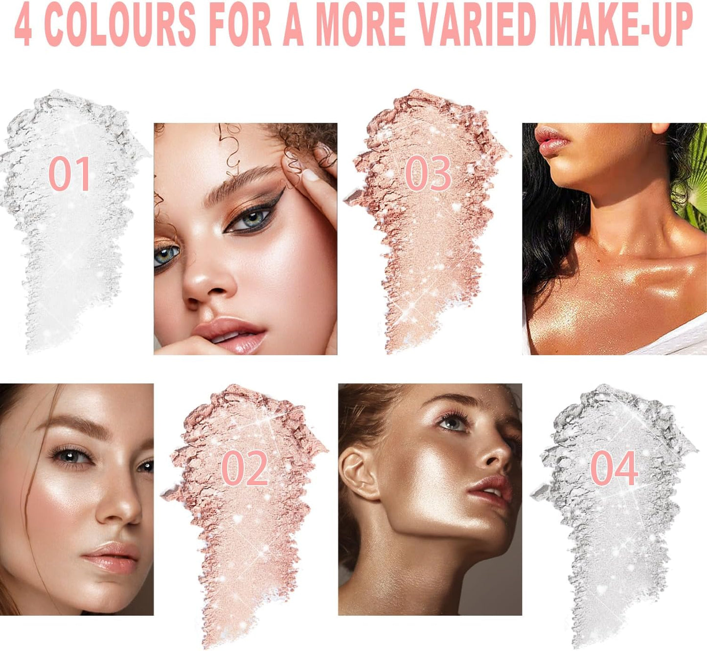 2PCS Hair and Body Glitter Powder, Highlighter Glitter Makeup for Clothes, Festival Rave Prom Loose Sparkle Powder,Holographic Ultra Fine Resin Glitters for Crafts (Pearl White+Pearl White)