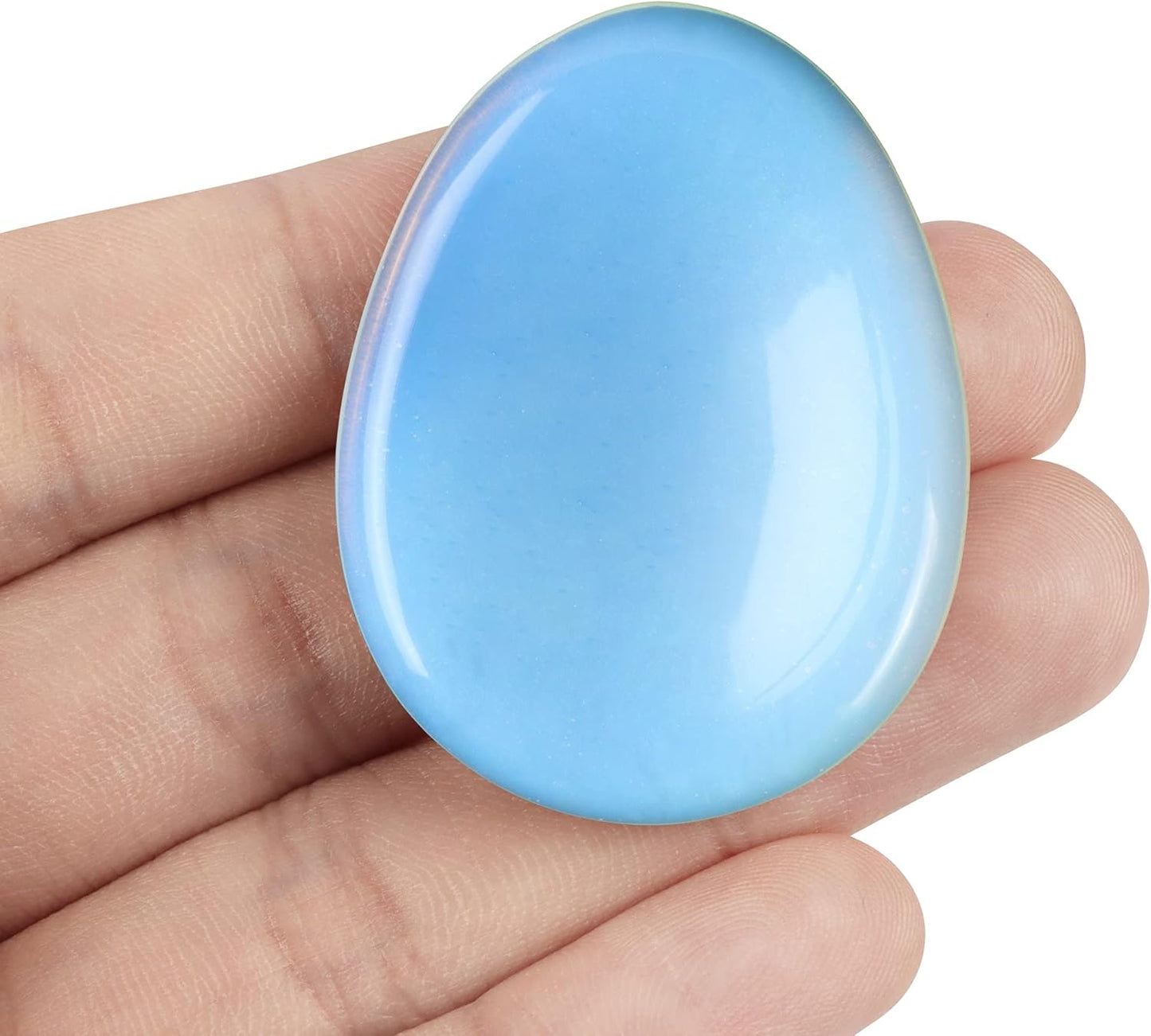 Artistone Opalite Crystal Chakra Thumb Worry Stone Carved Healing Crystals Teardrop Pocket Palm Stones for Anxiety Stress Relief Meditation Home Decor