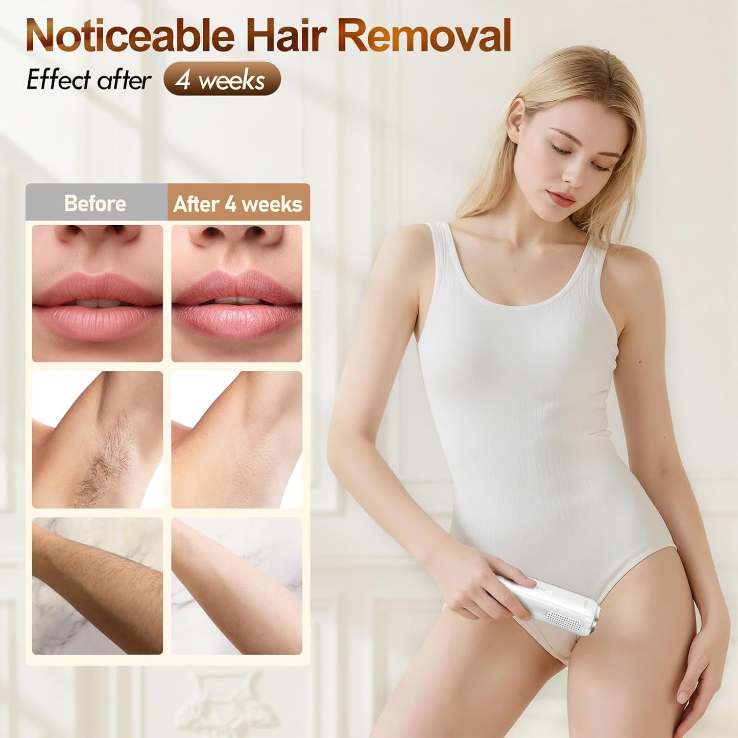 Laser Hair Removal, IPL Hair Removal for Women and Men with 5 C°Sapphire Ice-Cooling Function, At-Home Hair Removal Device for Armpits Back Legs Arms Face Bikini Line,Unlimited Flashes,Nearly Painless