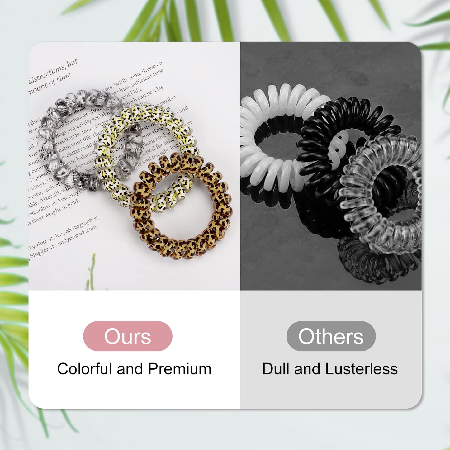 JessLab Spiral Hair Ties for Women, 10-Pack Traceless No-Damage Ponytail Holders, Coils Hair Bands for Girls, Assorted Colors