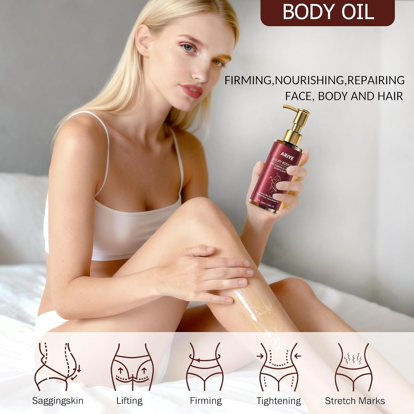 Body Firming Oil Luxury Glow Remedy body oil for women,Body Oil After Shower Tightening&Hydrating Treatment for Arms,Legs,Stomach&Body,Natural Firming Oil for Dry Skin,Moisturizing Body-(4.06 Fl. Oz)
