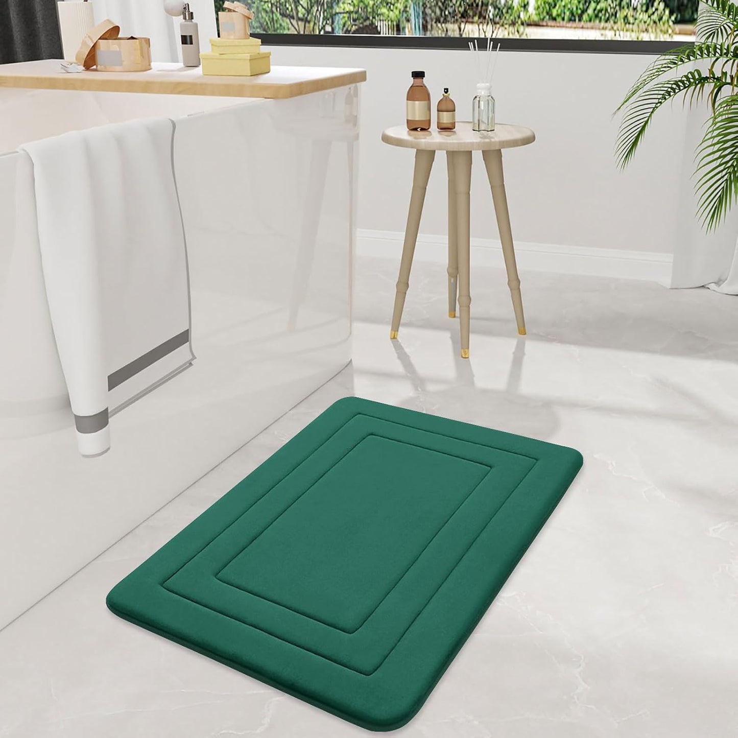 Arotive Memory Foam Bathroom Rug Mat 70x24, Ultra Soft and Absorbent Bath Mat, Machine Wash Dry, Comfortable Bath Rug Carpet for Bathroom Floor, Tub and Shower, Dark Green