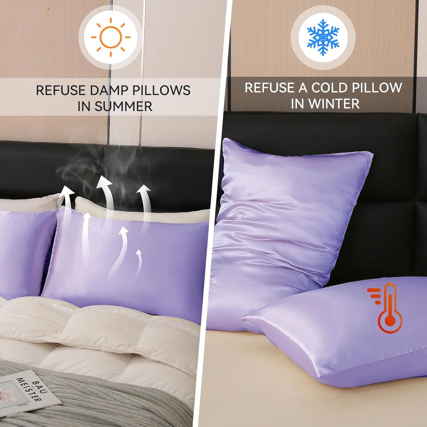 Tyfitb Satin Pillowcase Set for Hair & Skin Care – Cooling, Hypoallergenic, Anti-Frizz, Wrinkle-Free – Soft, Luxurious Pillowcases with Envelope Closure – 2-Pack, King Size 20x36, Gift-Ready