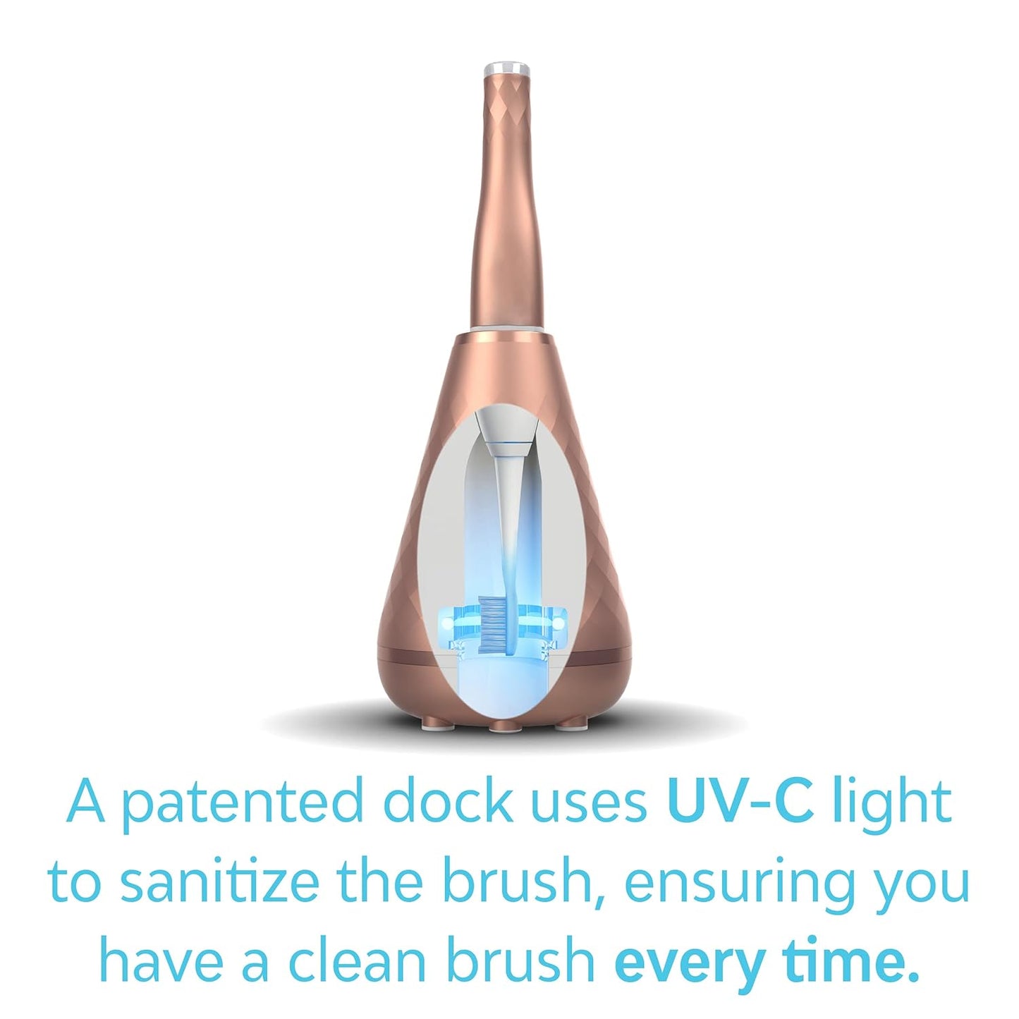 Tao Clean UV Sanitizing Sonic Toothbrush and Cleaning Station, Electric Toothbrush, Dual Speed Setting, Rose Gold