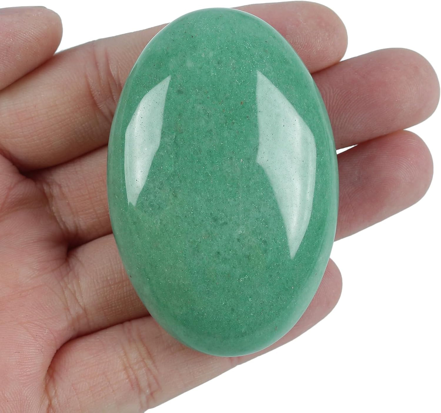 Natural Green Aventurine Oval Polished Worry Stones, Healing Crystal Indoor Fountain Stones Massage Energy Anxiety Relief Items