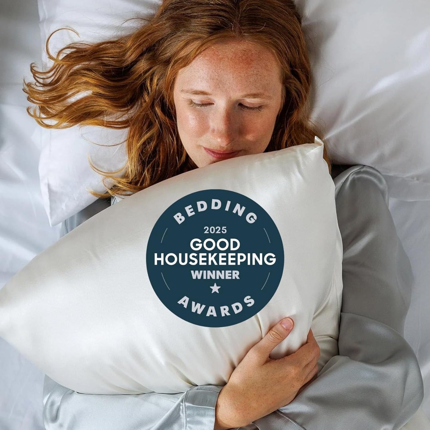 Fishers Finery 30mm 100% Pure Mulberry Silk Pillowcase 2 Pack, Quality Tested (Gray Stripe, Standard, 2 Pack)