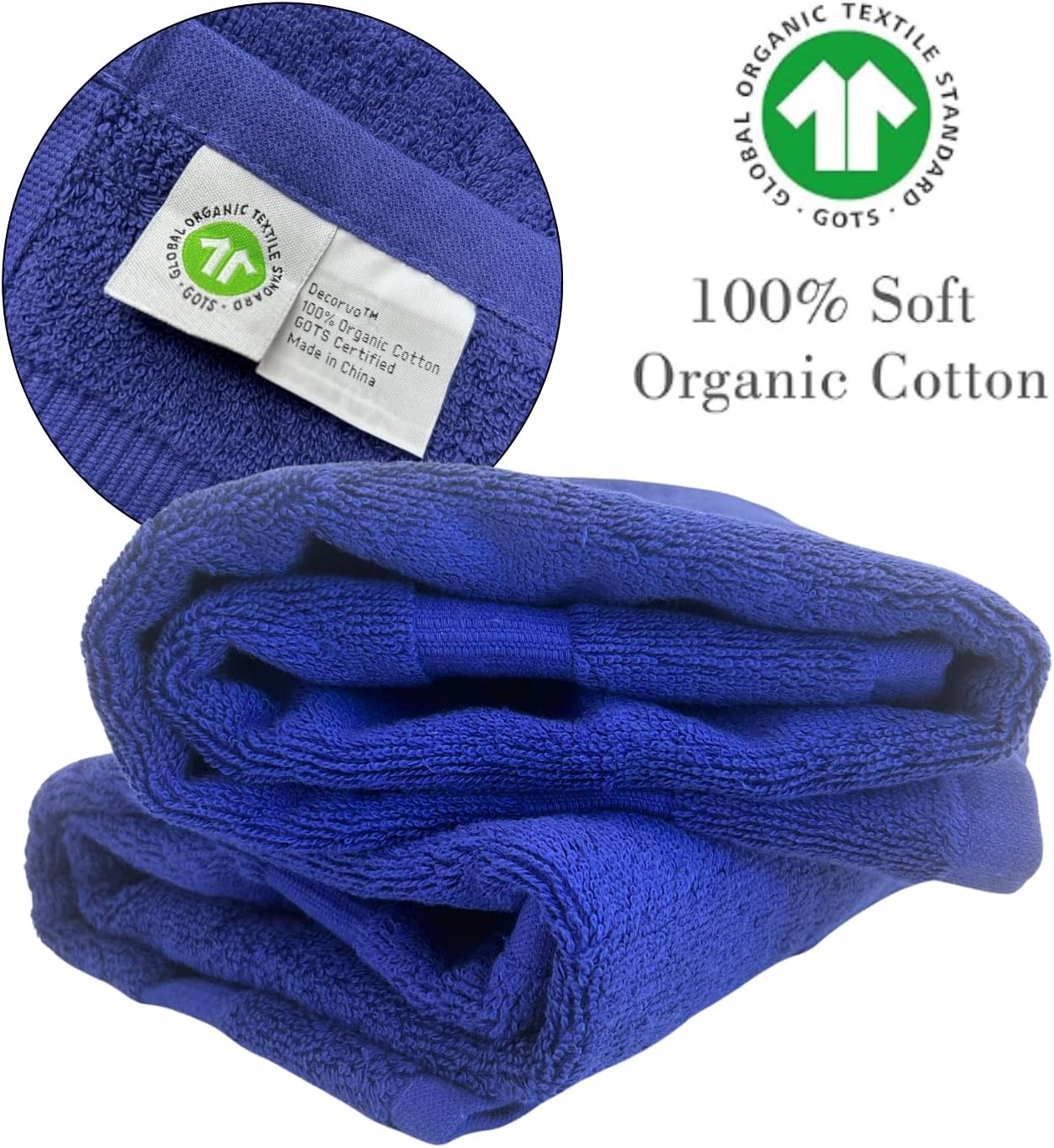 Navy Monogrammed Hand Towels for Bathroom - Luxury Hotel Quality Personalized Initial Decorative Embroidered Towel for Powder Room, Spa - GOTS Organic Certified - Set of 2 Gold Letter A