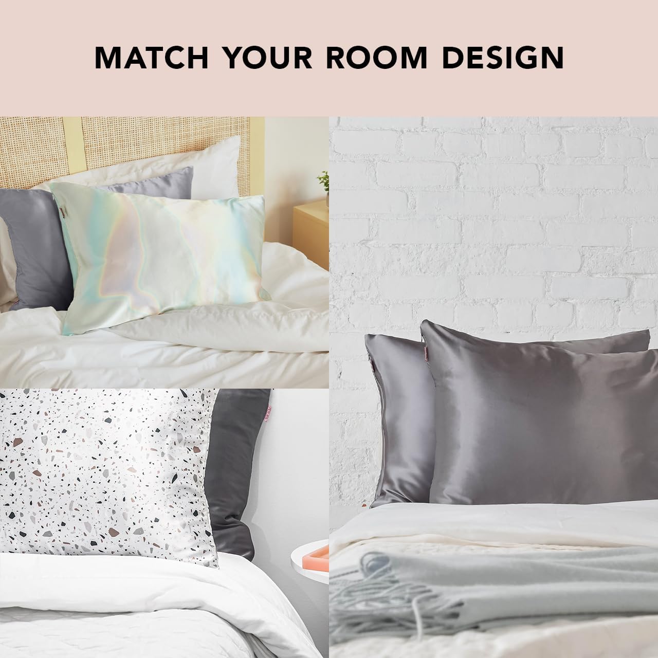 Kitsch Satin Pillowcase, Softer Than Silk Pillow Cases, Cooling Pillow Covers, King Size Pillow Cases Set of 2, Satin Pillowcase with Zipper for Hair, Skin & Quality Sleep, 19"x36" Charcoal, 2pcs