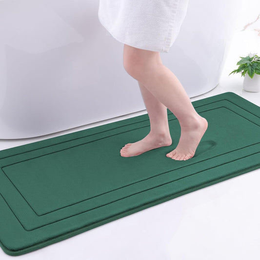 Arotive Memory Foam Bathroom Rug Mat 54x24, Ultra Soft and Absorbent Bath Mat, Machine Wash Dry, Comfortable Bath Rug Carpet for Bathroom Floor, Tub and Shower, Dark Green