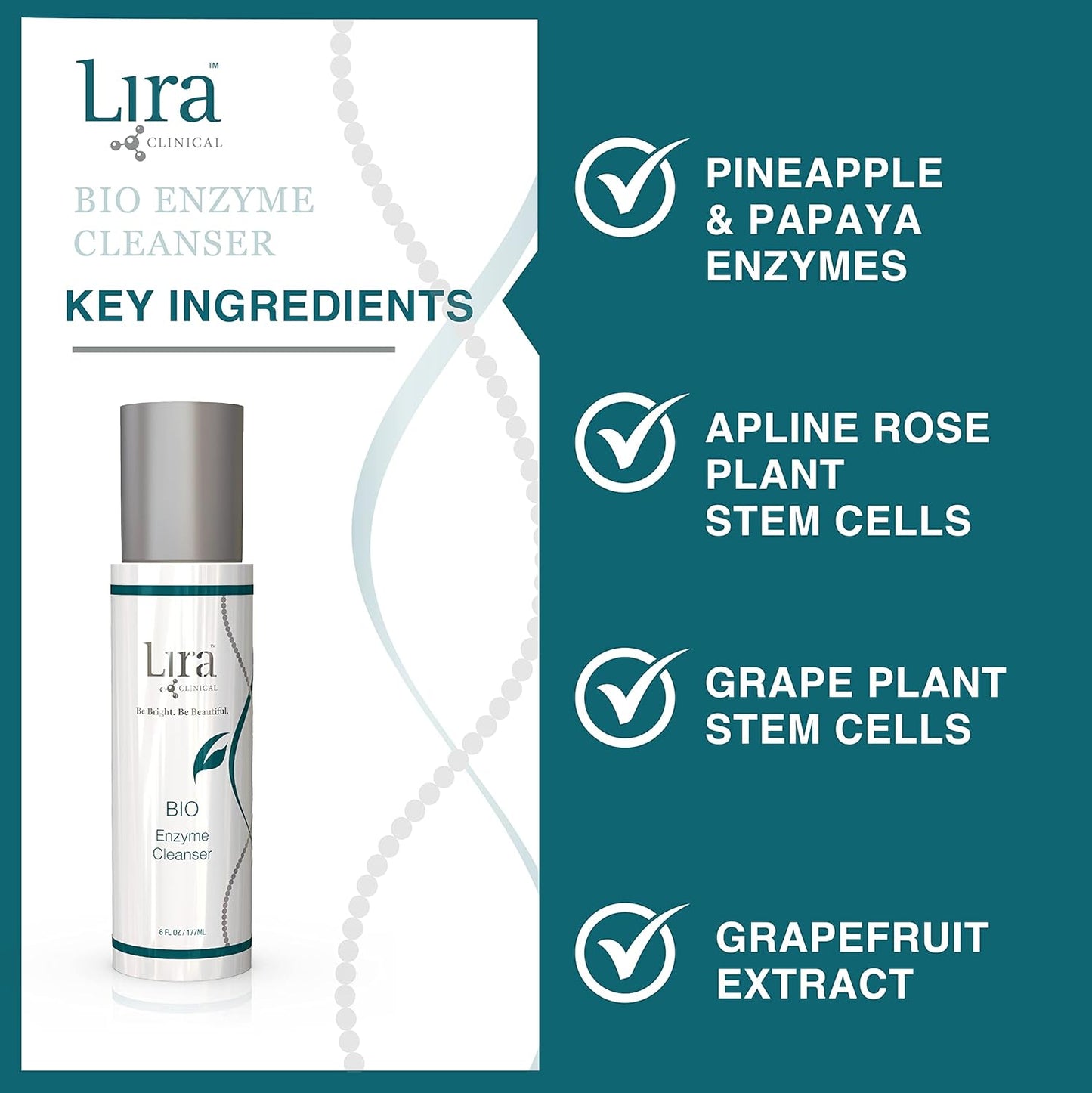 Lira Clinical BIO Enzyme Cleanser for Oily Skin Control - Papaya Enzyme Gel Face Wash - Hydrophilic Exfoliating Facial Cleanser - Deep Cleansing Skincare with Resurfacing and Hydrating Care - 6 Oz