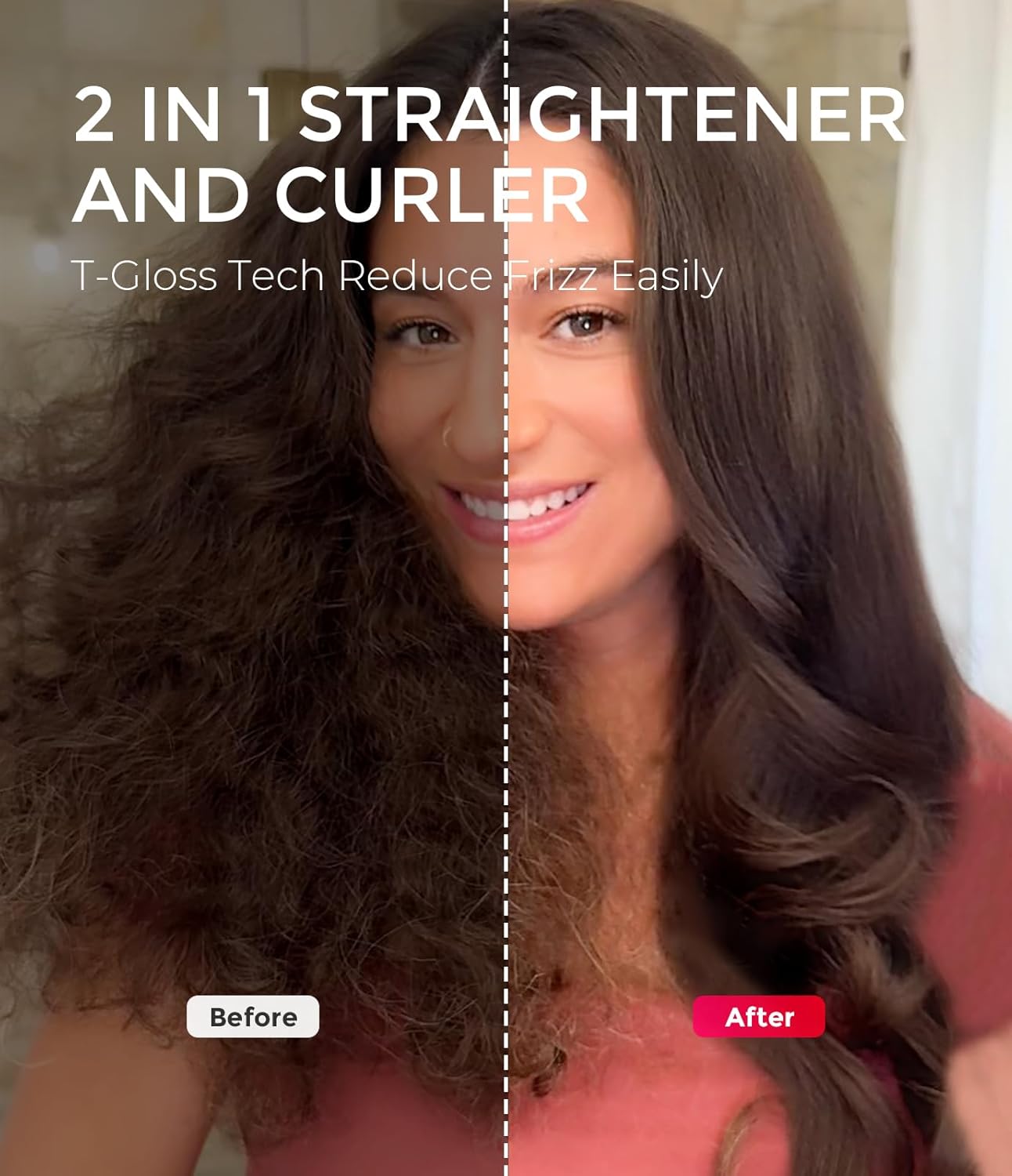 TYMO Thermal Brush Curling Brush - STYLUX 1.7 Inch Blowout Volumizer with Flexi-Fit for Hair Straightening, Heated Round Styler Tool, Hair Straightener and Curler 2 in 1, Dual Voltage, Metallic Gray