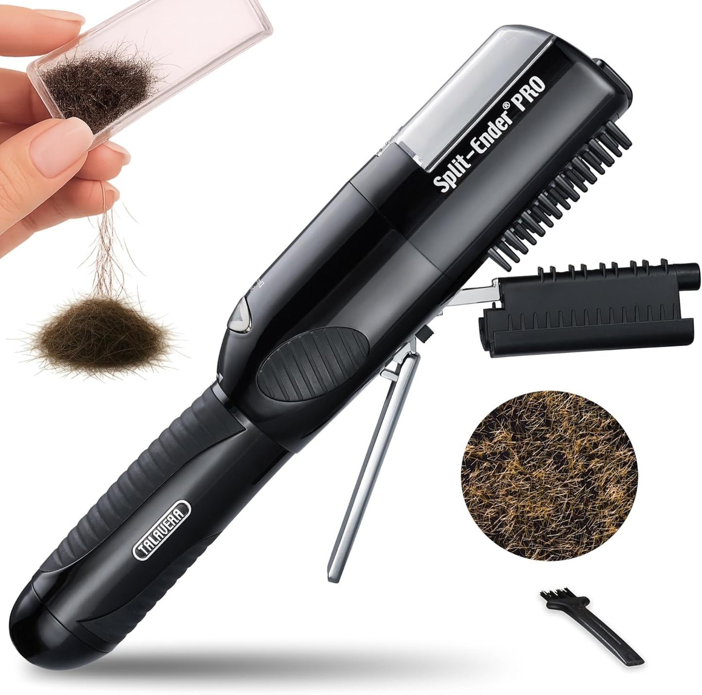 Split-Ender PRO - Original Professional Beauty Tool - Cordless Split End Hair Trimmer for Damaged, Dry, Brittle, Frizzy, Curly or Straight Hair (Black, Professional Kit)