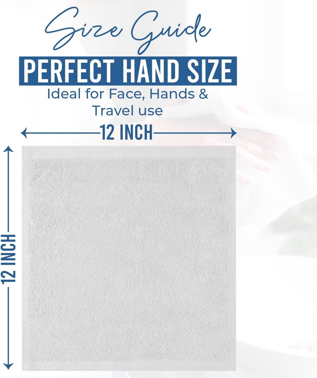 DAN RIVER 100% Cotton Wash Cloths 12 Pack [12x12] Soft & Absorbent wash Rags for Bathroom, Gym, Hotels & Spa Perfect for Everyday Use Fingertip Towels, White