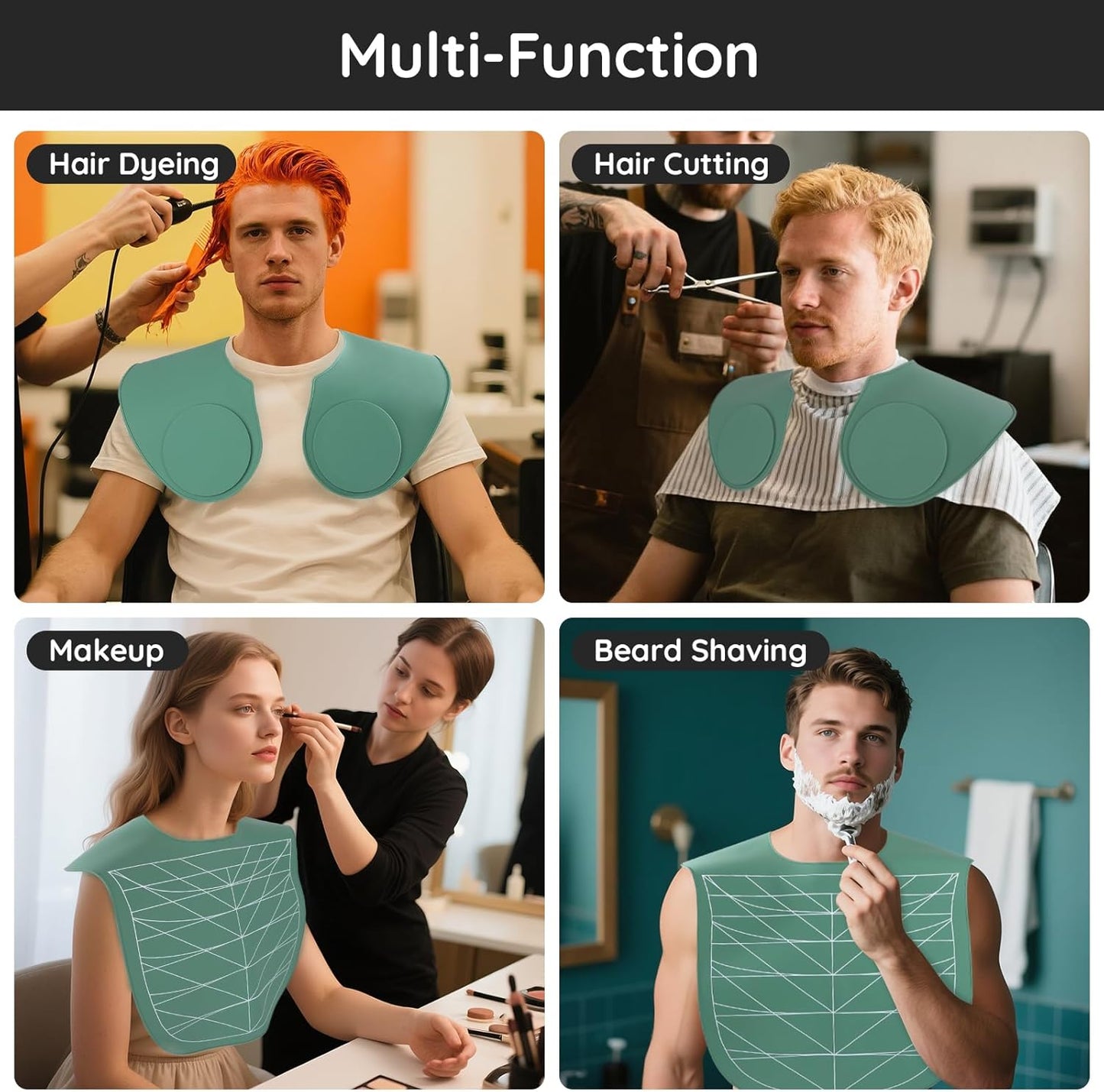 Segbeauty Hair Cutting Guide Mat Green, Longer Silicone Waterproof Cutting Mat for Barber Shop Salon, Professional Salon Hair Cutting Mat with Guidelines Weighted Neck Wrap for Hair Stylist