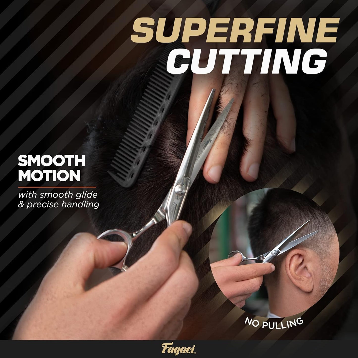 Professional Hair Scissors 7 Inch with Extremely Sharp Blades, 440C Steel Hair Cutting Scissors, Durable, Smooth Motion & Fine Cut, Barber Scissors with Elegant Sheath, Cleaning Leather & Key