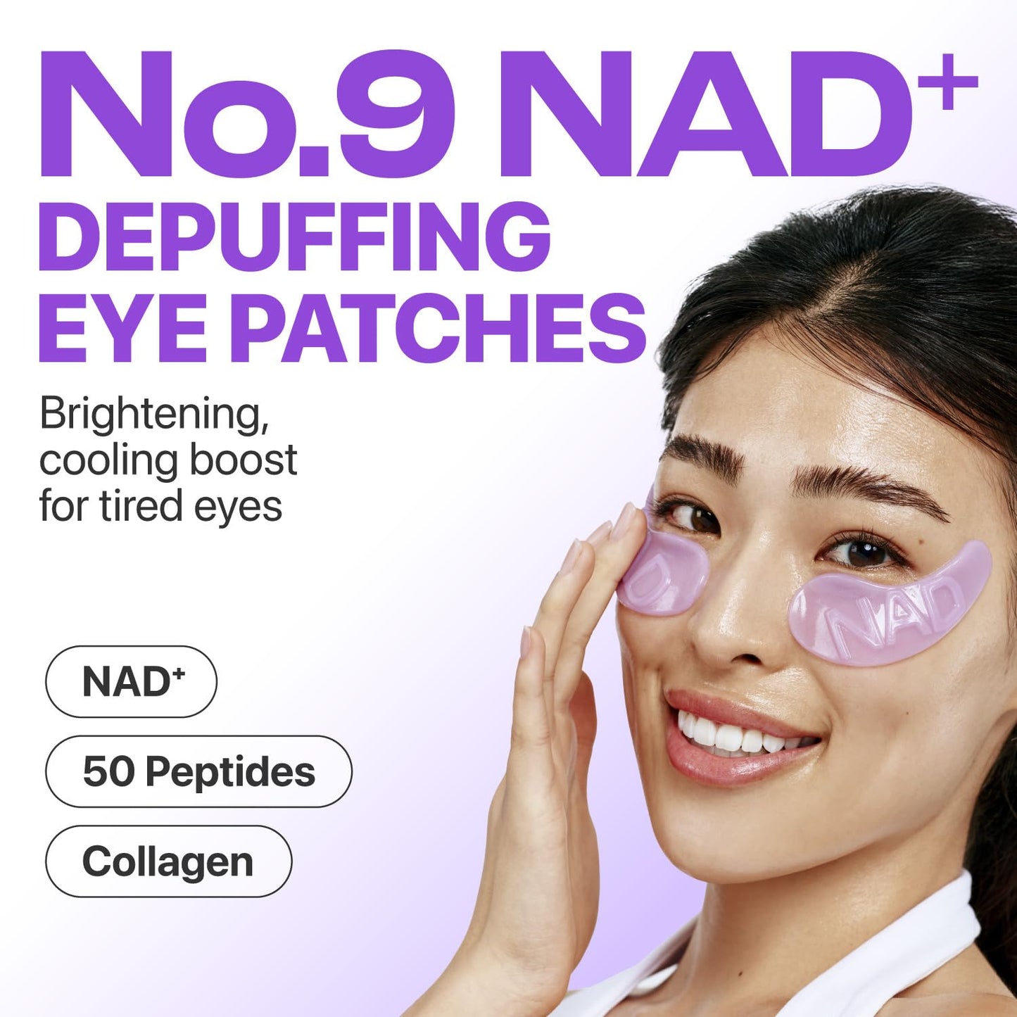 numbuzin No.9 Eye Patches | NAD+ Collagen Under Eye Patches | Dark Circles, Cooling, Depuff Eyes, Wrinkles with Peptides, Caffeine, Niacinamide | Plumping and Firming | 5 Pairs, 10 Patches