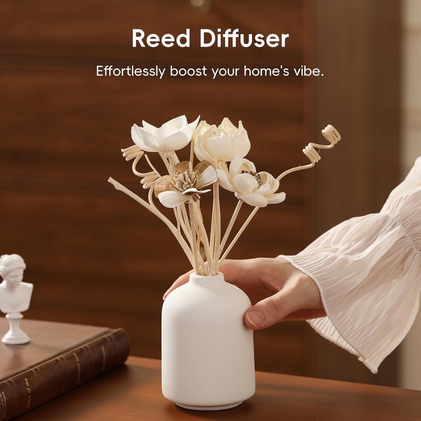 Reed Diffuser Sticks, Reed Diffuser Sticks Flowers, Reed Diffusers Set for Bathroom, Reeds Diffuser for Home, Bedroom Decor, Office,12Pcs, Natural Flower