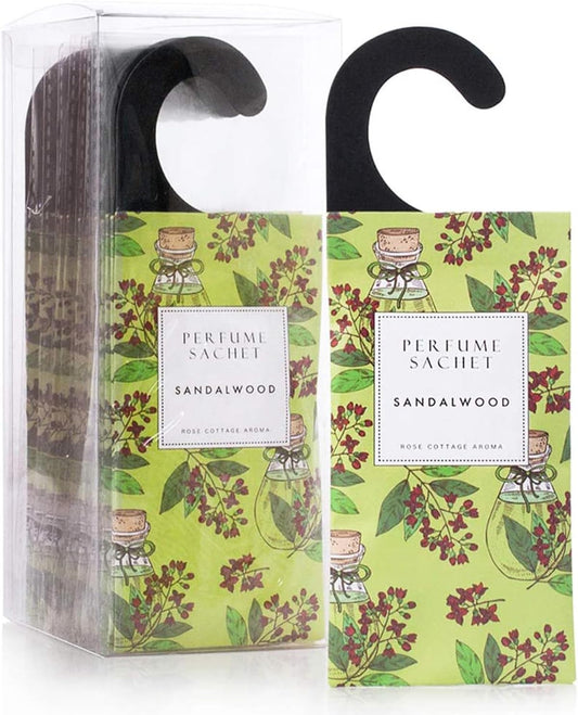 Large 12 Packs Sandalwood Hanging Closet Deodorizer Air Freshener Long Lasting Scented Sachets Smell Goods for House