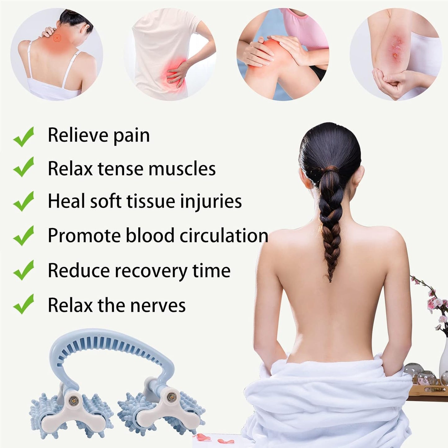 olelo Fascia Blaster, Fascia Blaster for Cellulite, Massage Roller with 20 Wheels for Deep Tissue Myofascial Release, Muscle Roller Stick Relieves Back, Neck, Leg Pain, Blue