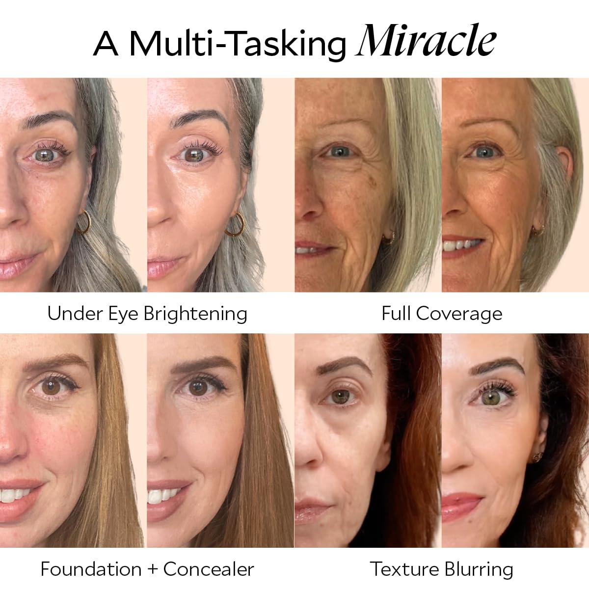 Fièra Luxury Concealer & Foundation with Anti-Aging Ingredients - Full Coverage for Dark Circles, Wrinkles, Fine Lines, and Spots, All-Day Wear For Mature Skin - Bisque, 0.5 FL. OZ. / 15 ML