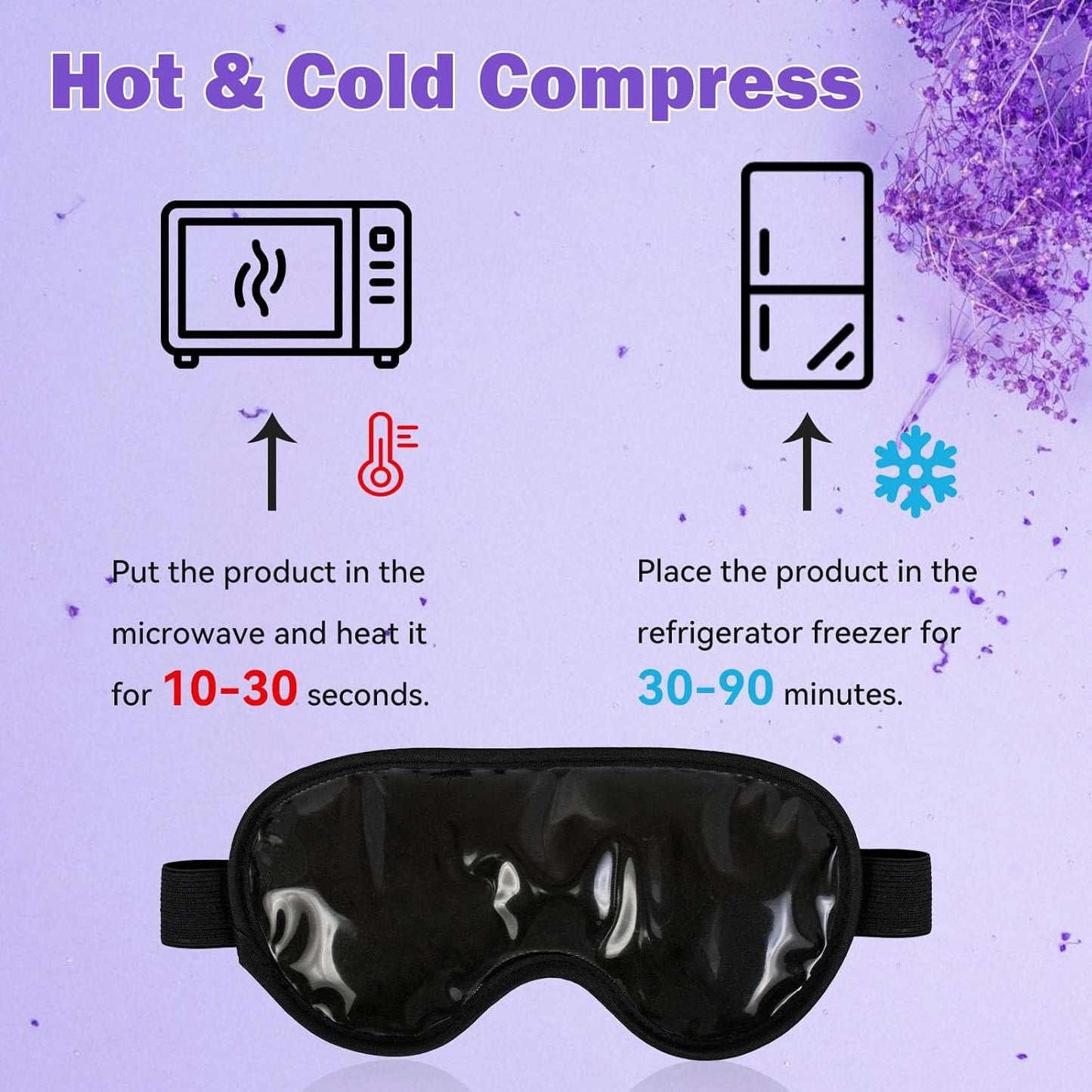 LEOSTEP 2 PCS Cooling Gel Eye Mask Reusable Cold Eye Mask, Frozen Eye Compress Ice Pack, No Freeze, Cool Relaxation, Comfort Snug Fit, Eye Cover Ice Mask with Mineral Mud for Office, Home