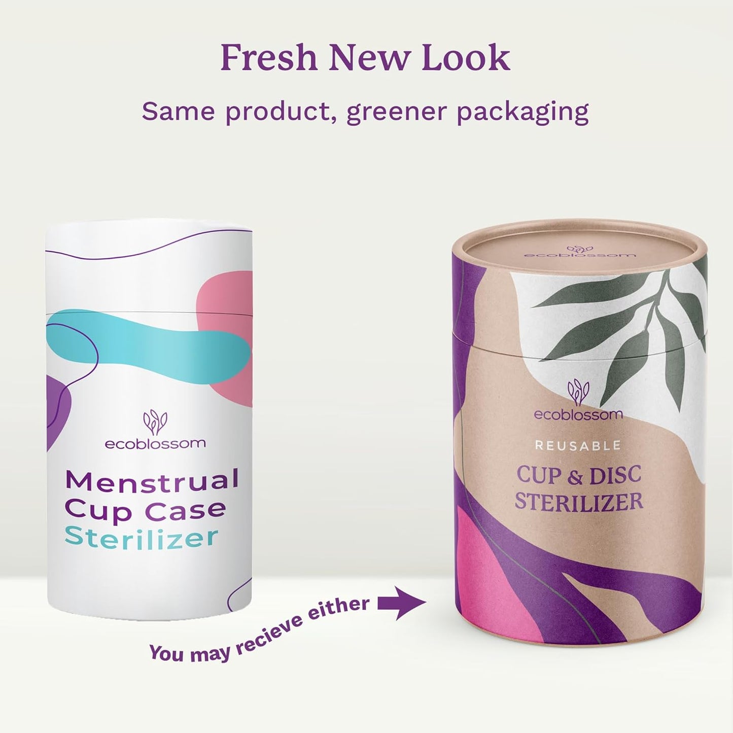 EcoBlossom Menstrual Cup Case and Sterilizer - Reusable Silicone Sterilizing Holder - Cleaner Period for You and Your Disc or Cup - Portable Cleaning Container & Microwave Steamer (Purple)