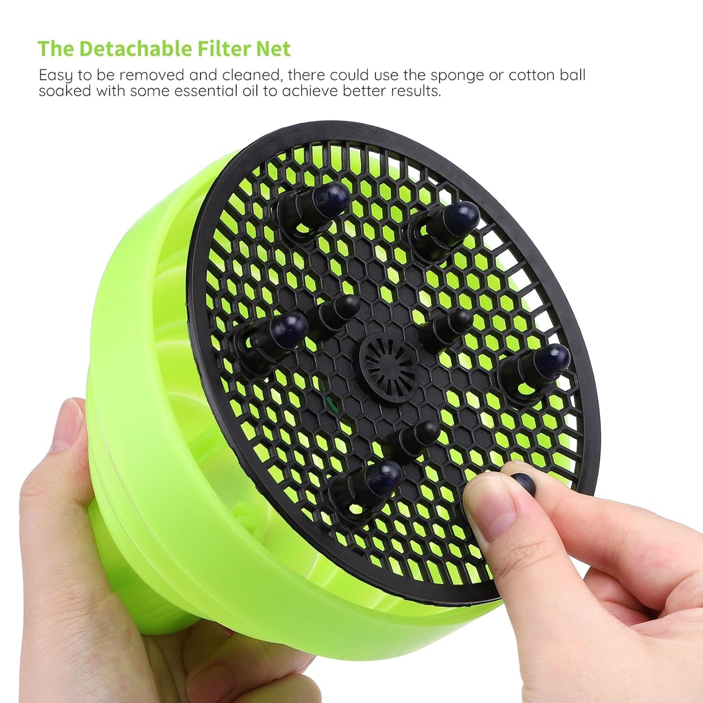 Segbeauty Collapsible Blow Dryer Diffuser, Travel Portable Hair Diffuser for Natural Curly Hair, Professional Lightweight Folding Diffuser Attachment for Dryers Nozzle 1.54 to 1.69 inches Green