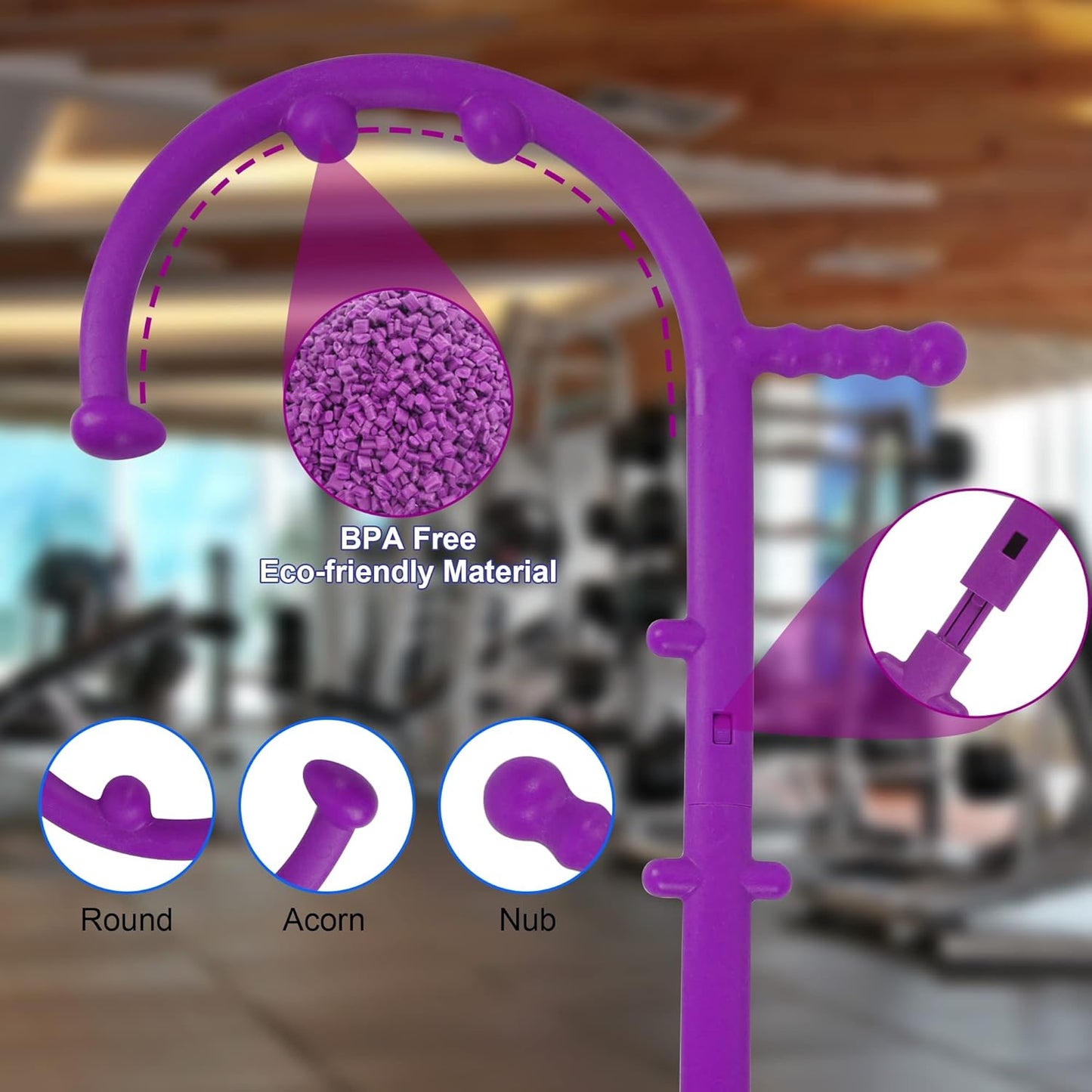 Massage Trigger Point Cane, Muscle Release Tool Self Massage Hook Cane, Handheld Back, Neck, Shoulder, Leg and Feet Massager Rod, Body Deep Tissue Gifts for Men & Women, Purple