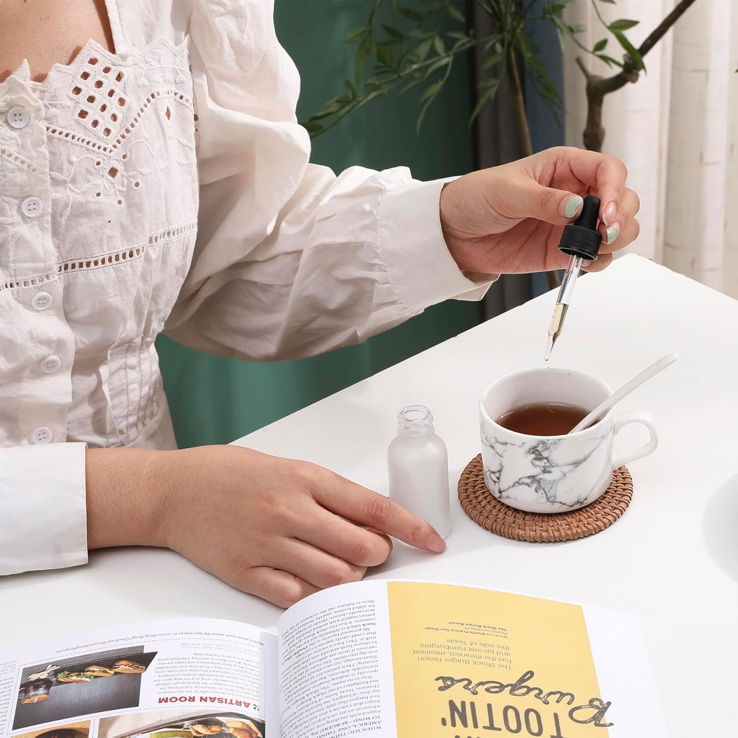 48 Pack,1oz Glass Dropper Bottle, Clear Frosted Tincture Bottles with Dropper, Pretty Finish for All Kinds of Liquids,Oil Bottles for Hair- Stronger Suction ideal for Leakproof Travel