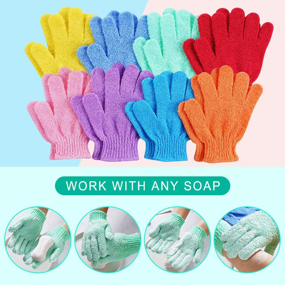 16 pcs Exfoliating Shower Gloves,Double Sided Exfoliating Bath Gloves Deep Clean Dead Skin for Spa Massage Beauty Skin Shower Body Scrubber Bathing Accessories.