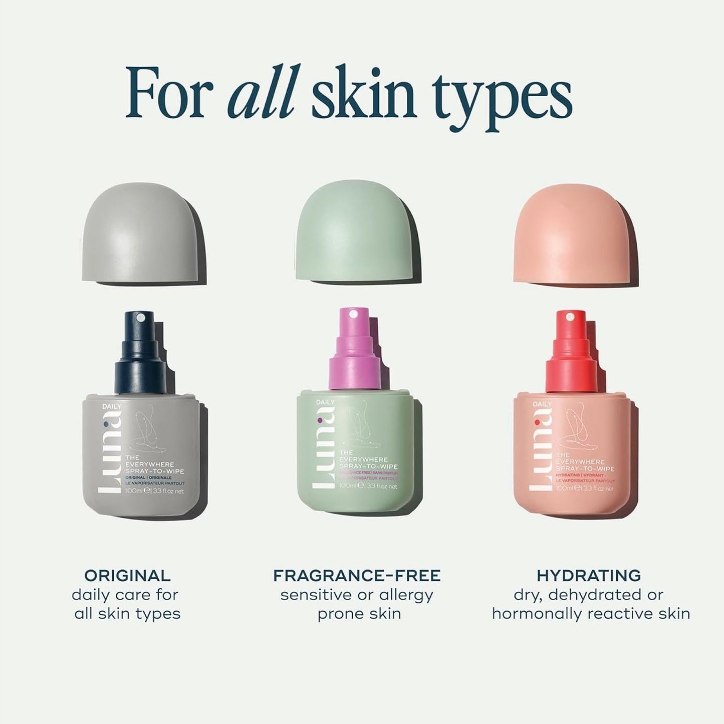 Luna Daily Body Cleansing Spray | Fragrance-Free Feminine & Body Mist | Unscented, Hydrating & Gentle | For Intimate Areas, Underarms & Travel | pH-Balanced Personal Care Essential, 100ml