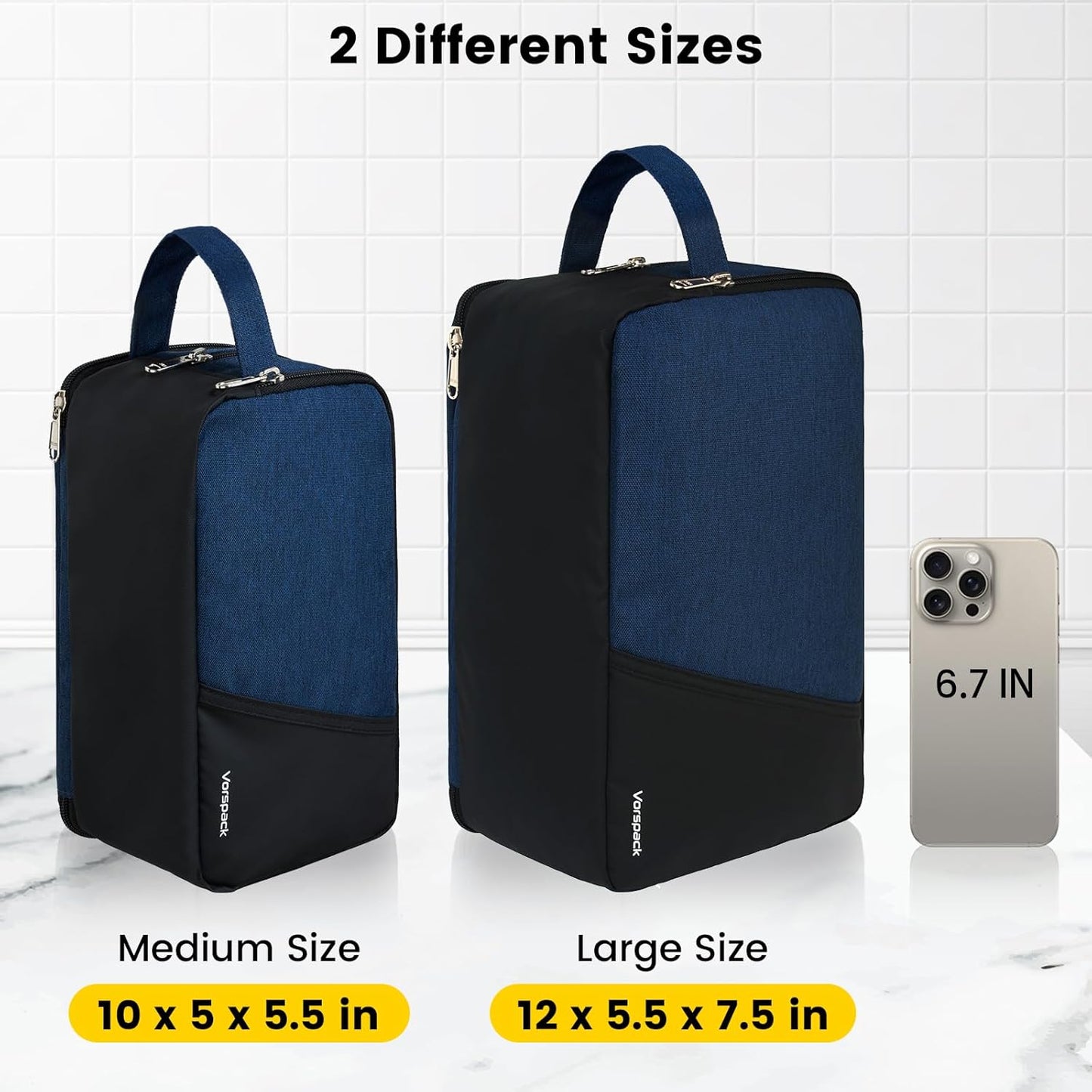 Vorspack Large Travel Toiletry Bag - Water Resistant Toiletry Bag for Men for Bathroom Toiletries Accessories Gifts - Navy Blue