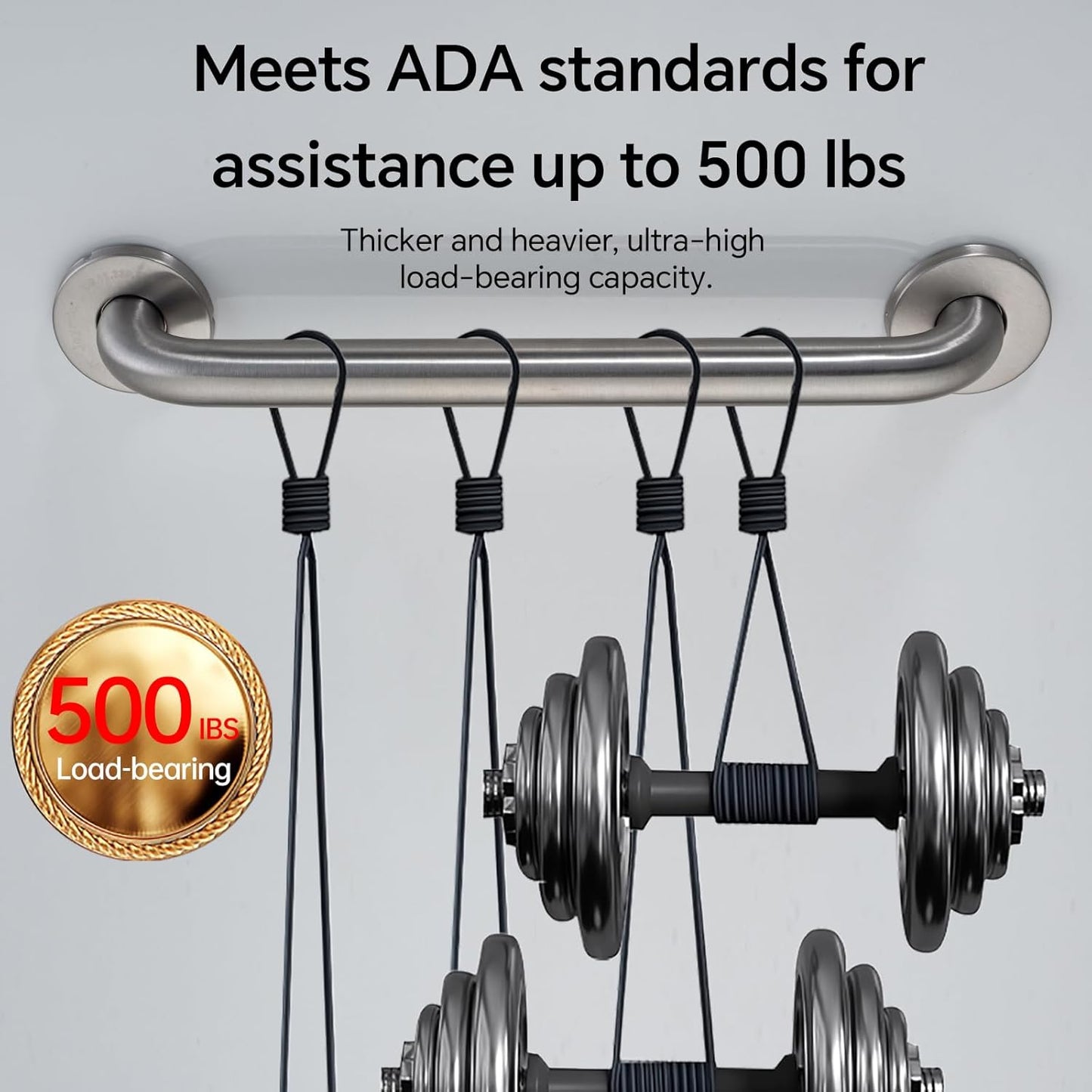 Joyrain 16-inch Bathroom Safety Grab Bar - 500lb Weight Capacity ADA Certified Anti-Slip Handle for Shower/Tub/Toilet, Elderly & Disabled Assist (Brushed Stainless Steel, 12 inch)