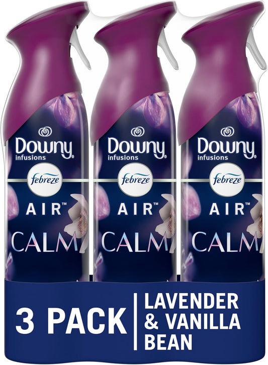 Febreze Air Mist Air Freshener Spray, Odor-Fighting Room Spray, Air Fresheners for Home and Bathroom and Kitchen, Aerosol Can, Downy Calm Scent, 8.8oz, 3 Count