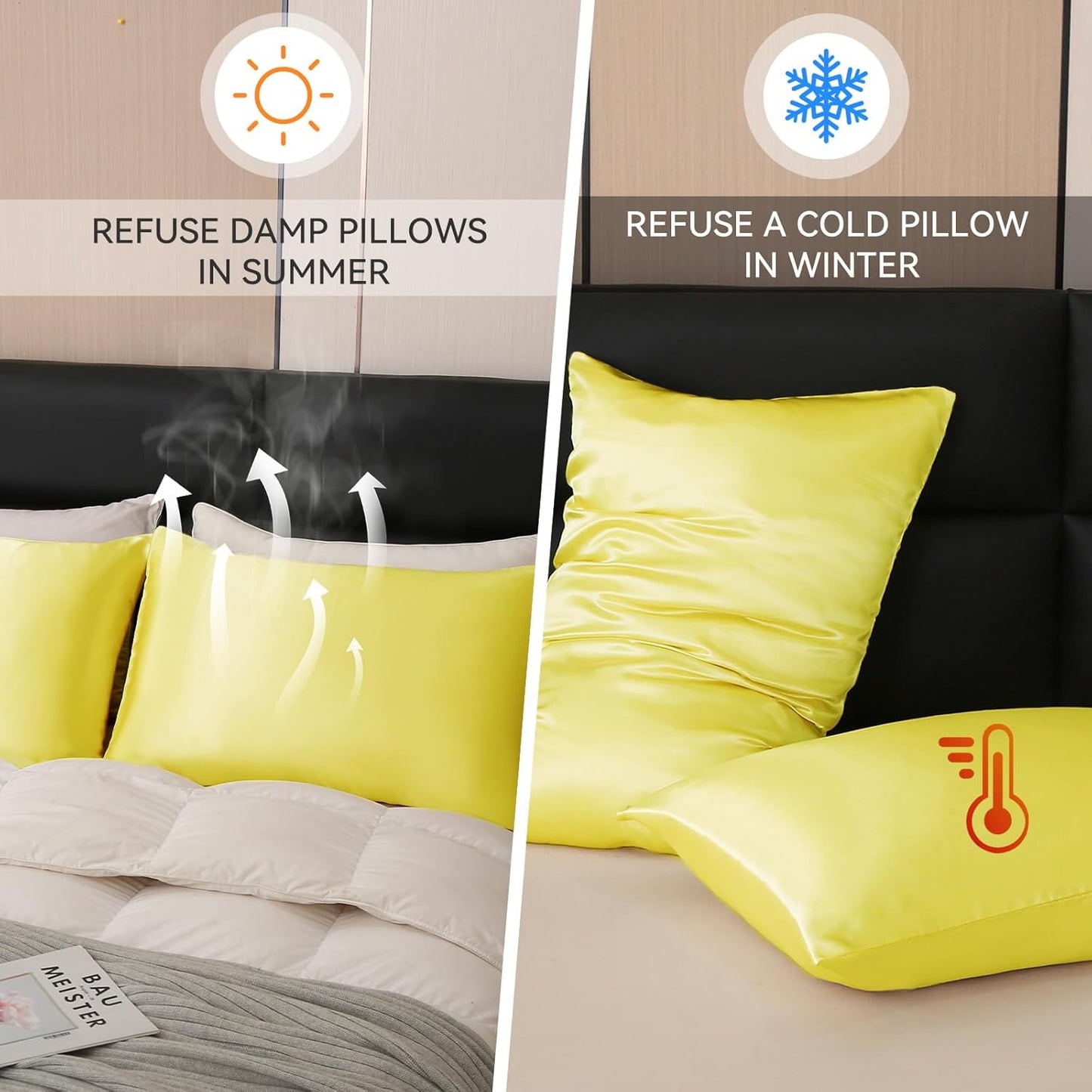 Tyfitb Satin Pillowcase Set for Hair & Skin Care – Cooling, Hypoallergenic, Anti-Frizz, Wrinkle-Free – Soft, Luxurious Pillowcases with Envelope Closure – 2-Pack, King Size 20x36, Gift-Ready