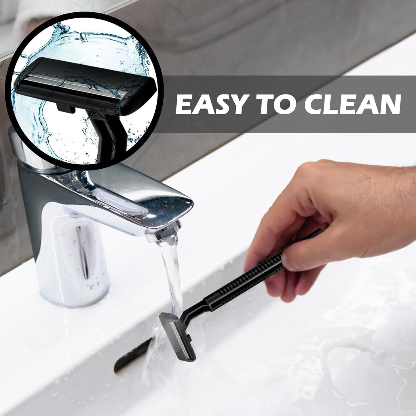 120 Pack Disposable Twin Blade Razors Individually Wrapped, Clear Safety Cap， Multipurpose Portable Shave Razor for Man Woman Bathing Hotel Travel (Black)