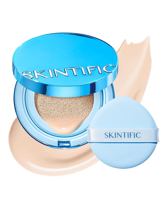 Velvet Matte Cushion Foundation Blue Ultra Cover Powder Foundation, 12h Oil-Control, Lightweight, Long-Lasting, Waterproof Korean Cushion Makeup (00N Natural Porcelain)