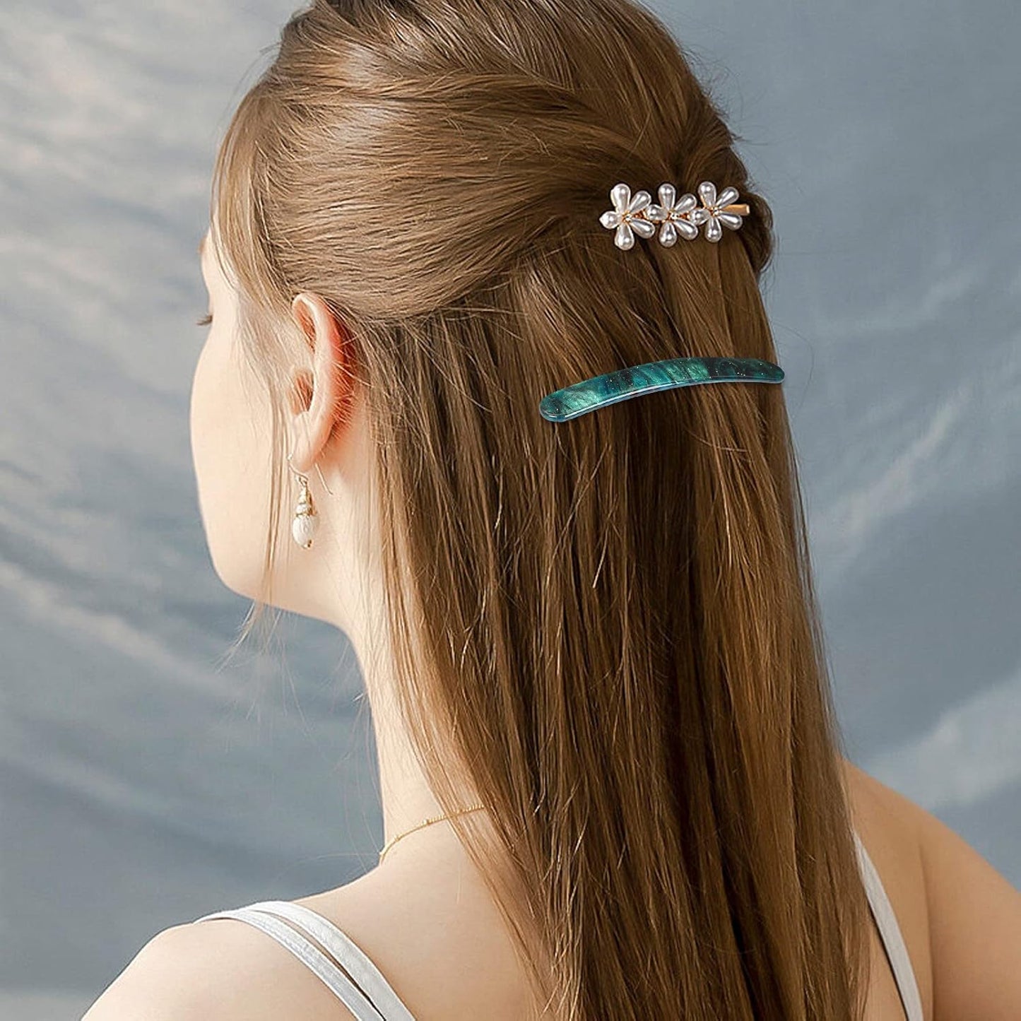 3PCS Hair Barrette for Women, French Hair Barrette Tortoise Shell, Automatic Hair Clips for Thick Medium Volume Hair, Hair Pin Retro Hair Clasp