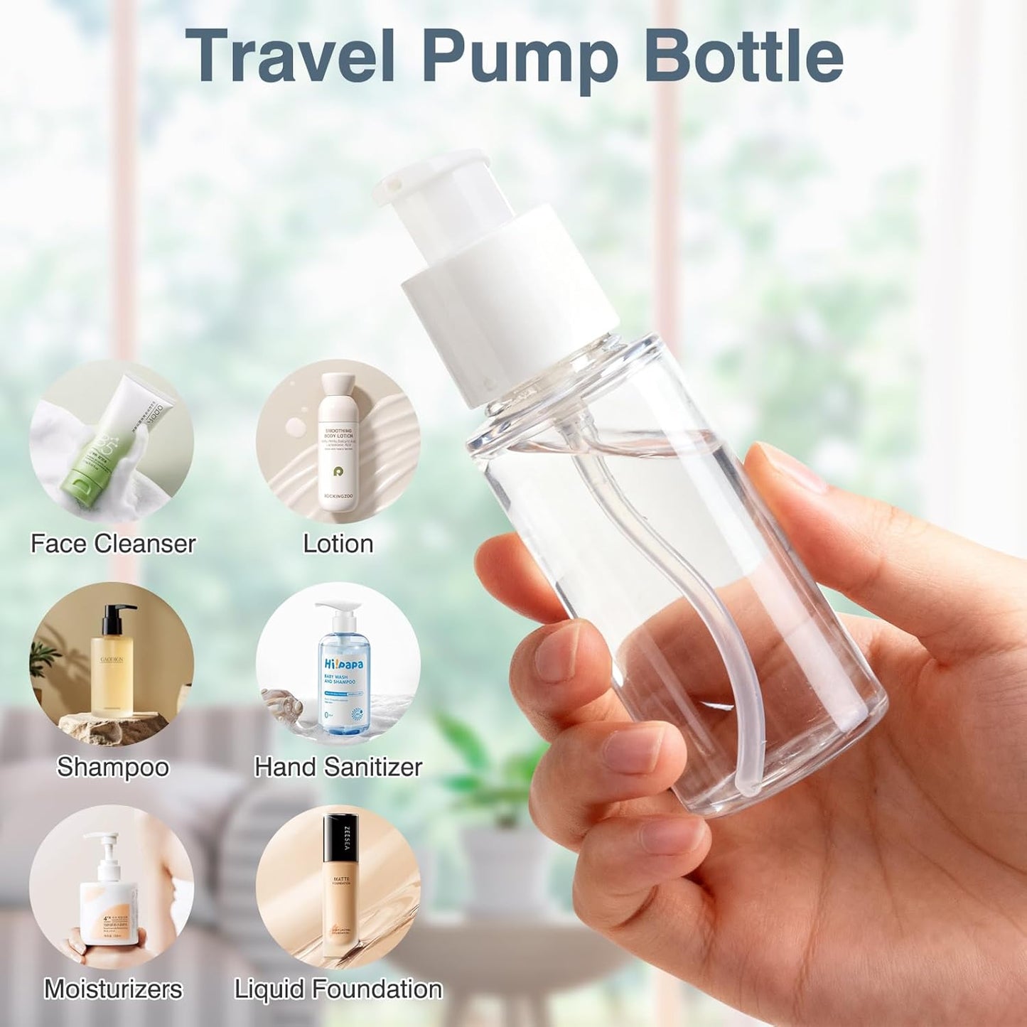 Boenoea Small Pump Bottle 3.4oz/100ml Travel Cosmetic Cream Pump Bottles Empty Pump Dispenser for Shampoo Lotion and Cream 3 Pack Clear